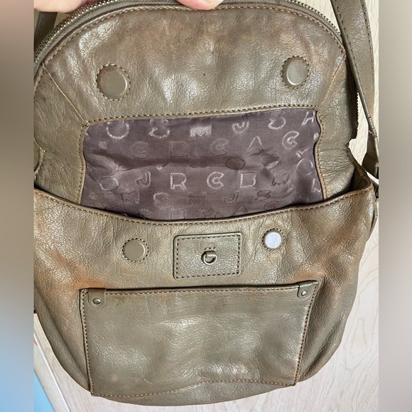 MARC JACOBS Olive Tan DISTRESSED Preppy Leather Flap SHOULDER BAG CROSS BODY - Picture 8 of 16